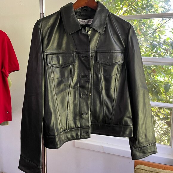 VINTAGE 90S LEATHER JACKET - Picture 1 of 6